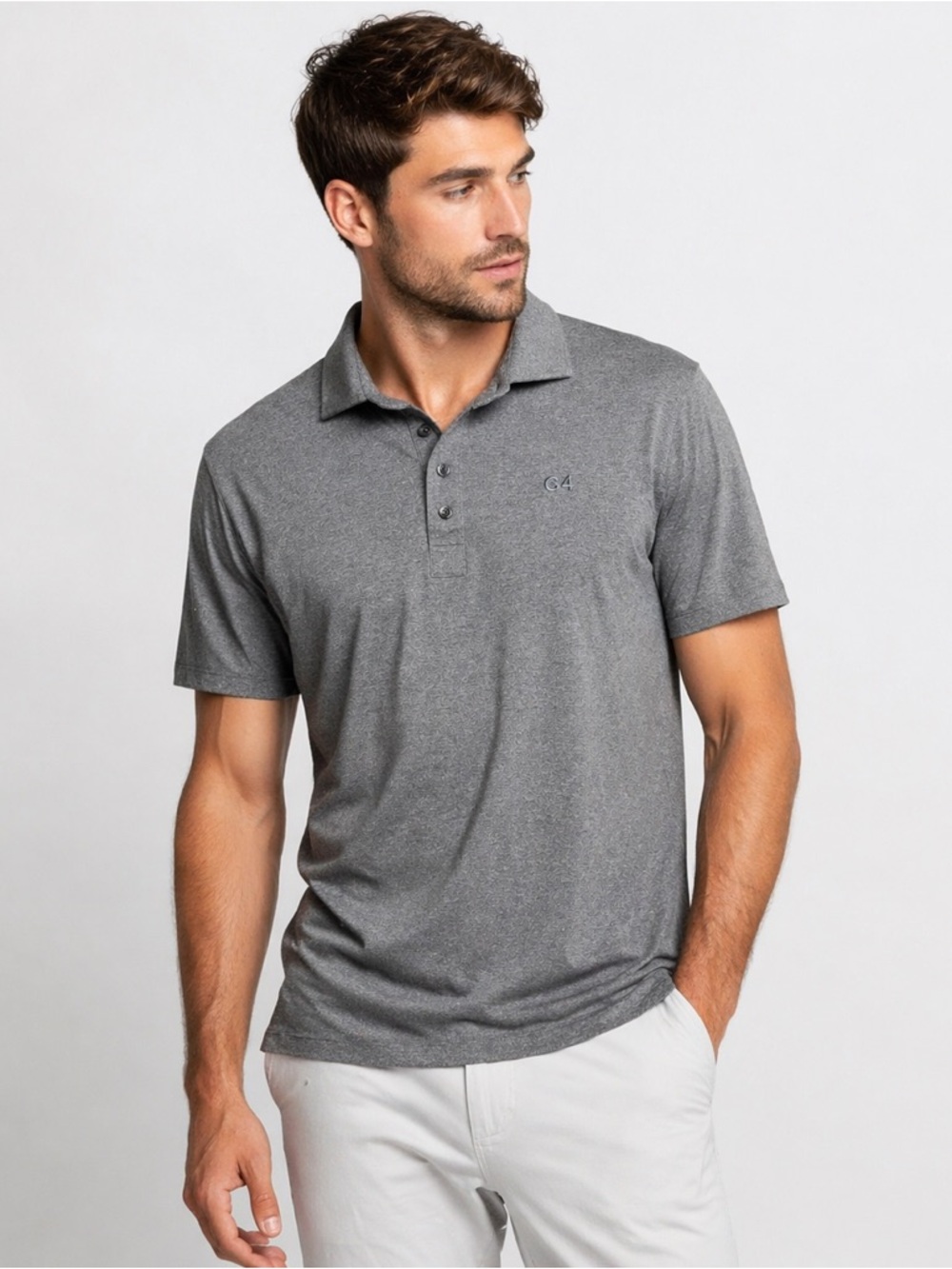 G/FORE Heather Gray Cotton Golf Polo Shirt Size XL